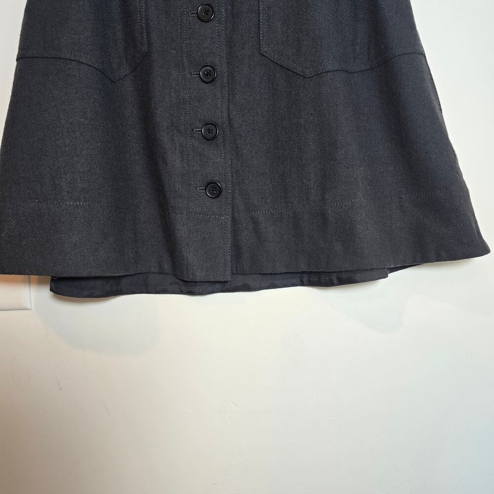 J.Crew Wool Blend Button-Front Mini Skirt Sz 4 S Gray Lined Patch Pockets Preppy - Picture 5 of 9